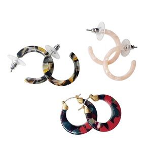 Multicolor Acrylic Hoop Earrings Set